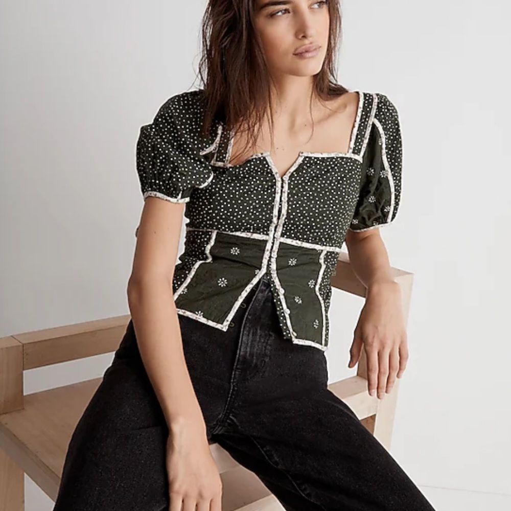 Madewell Black and White Polka Dot Blouse